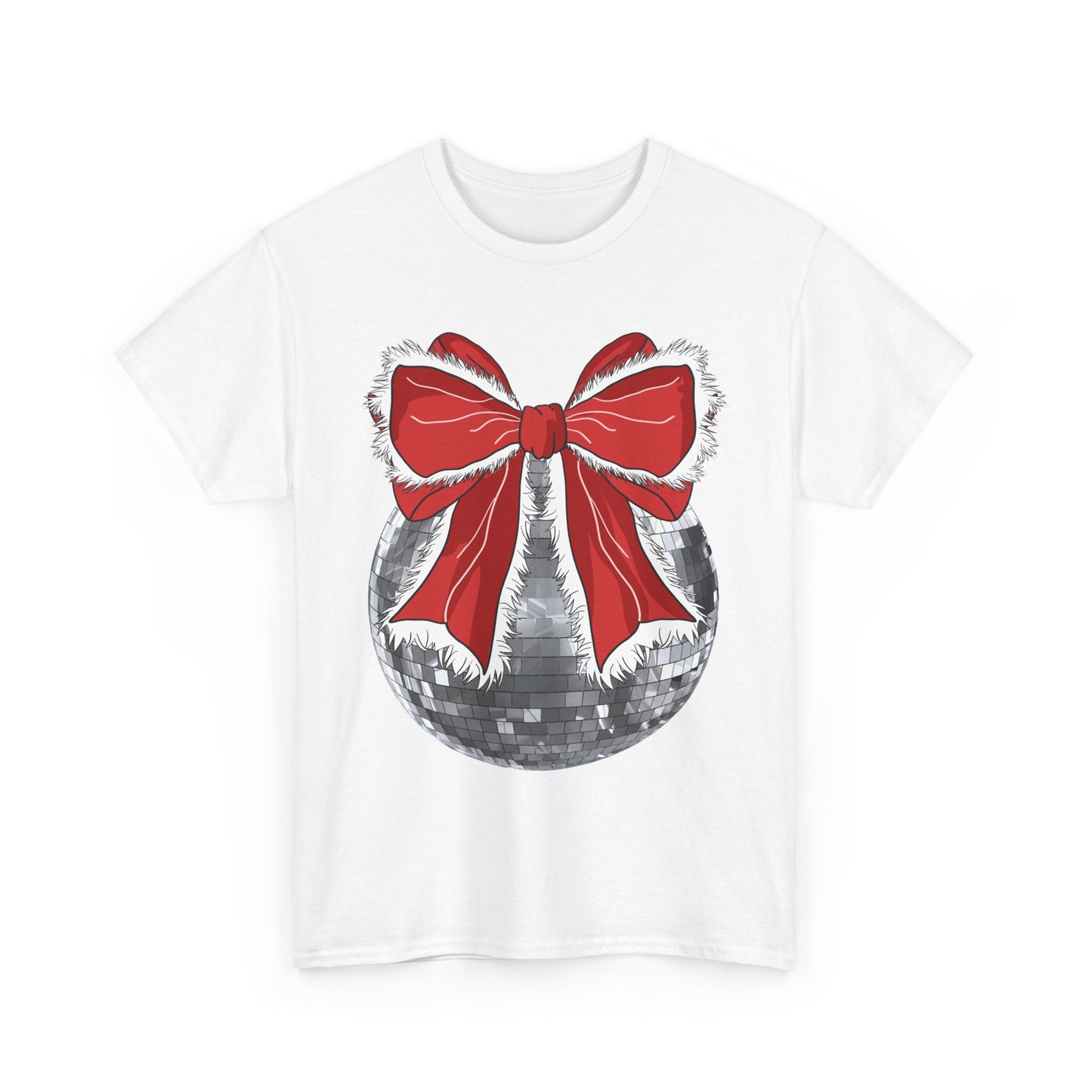 Christmas Disco Bow Gildan Unisex Heavy Cotton Tee