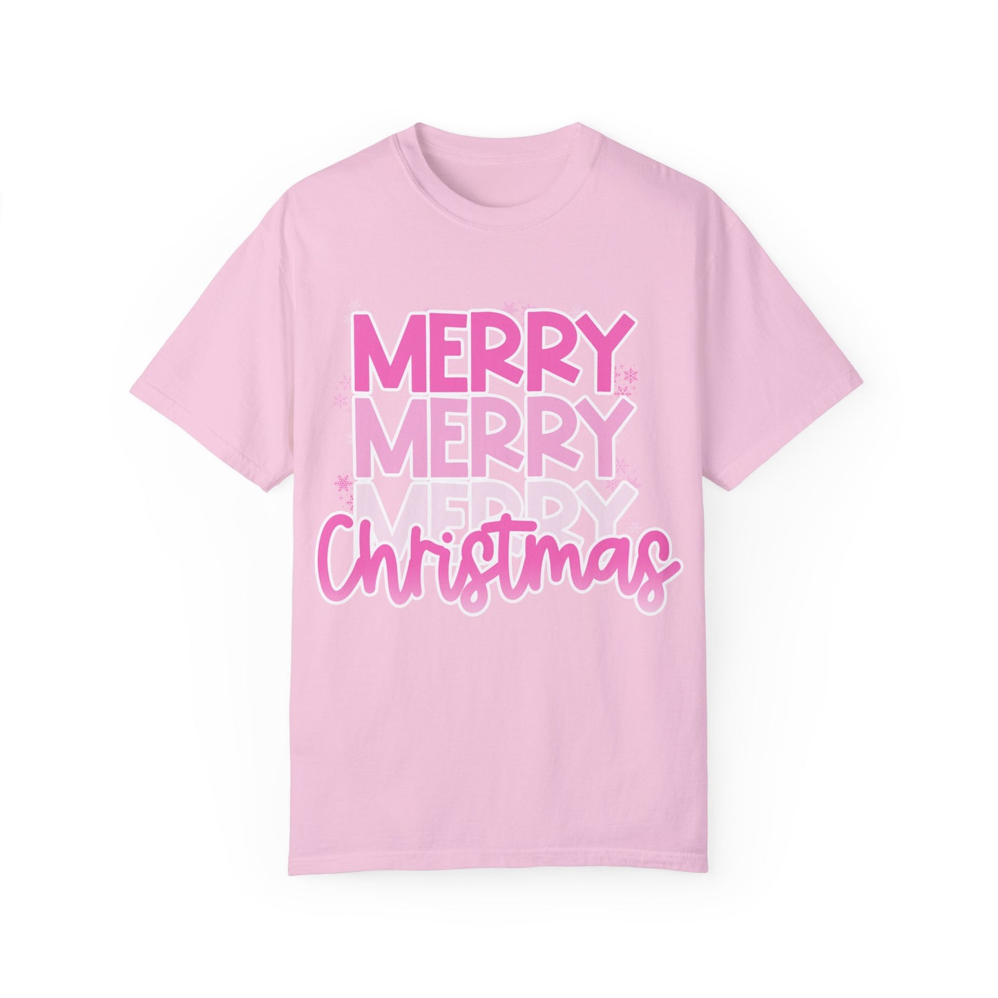 Pink Merry Christmas Comfort Colors Shirt Unisex Garment-Dyed T-shirt