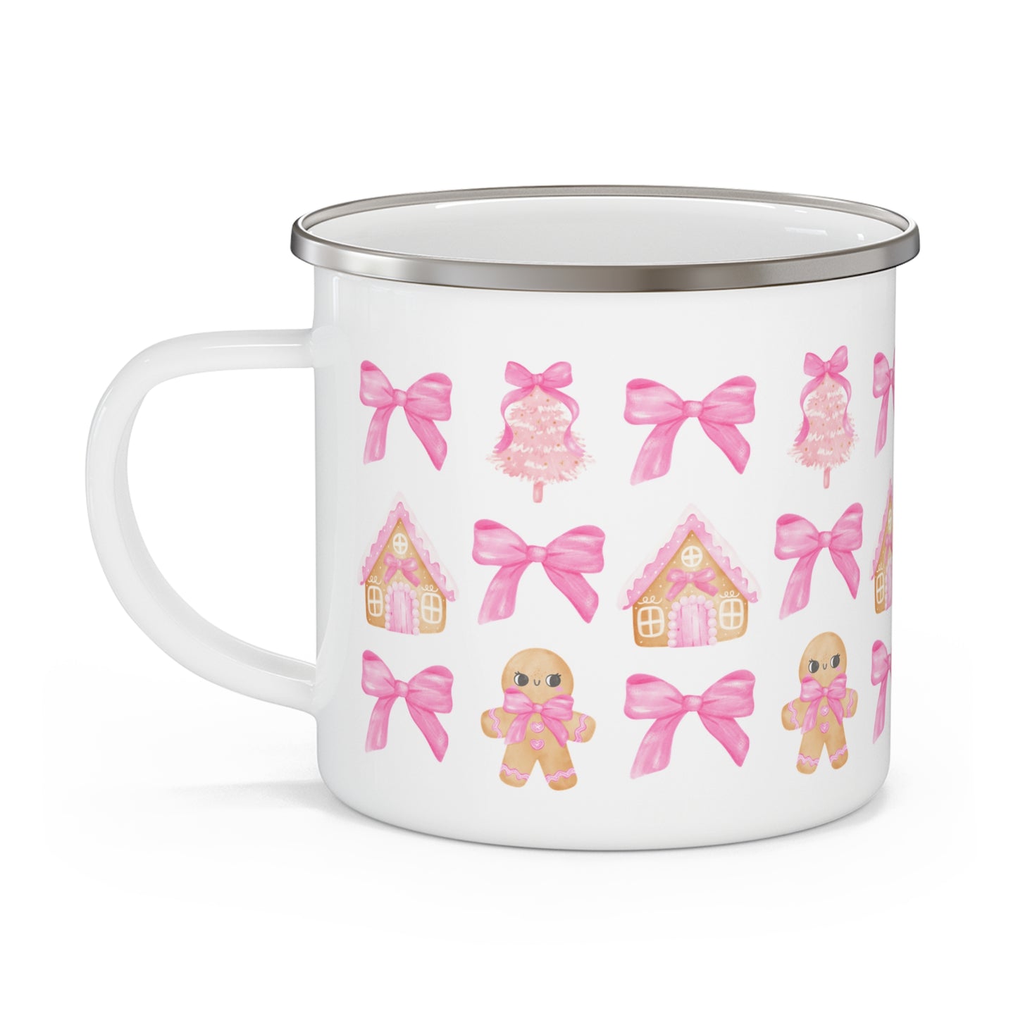 Coquette Pink Gingerbread Enamel Camping Mug