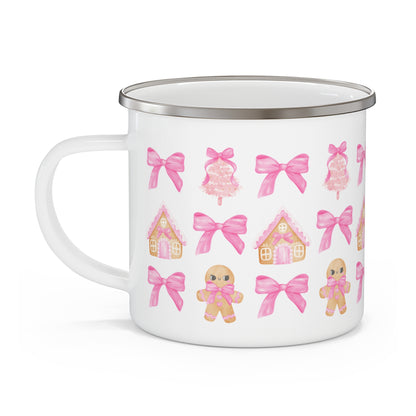 Coquette Pink Gingerbread Enamel Camping Mug