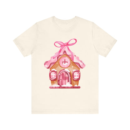 Coquette Gingerbread House Bella Canvas Unisex Jersey Short Sleeve Tee