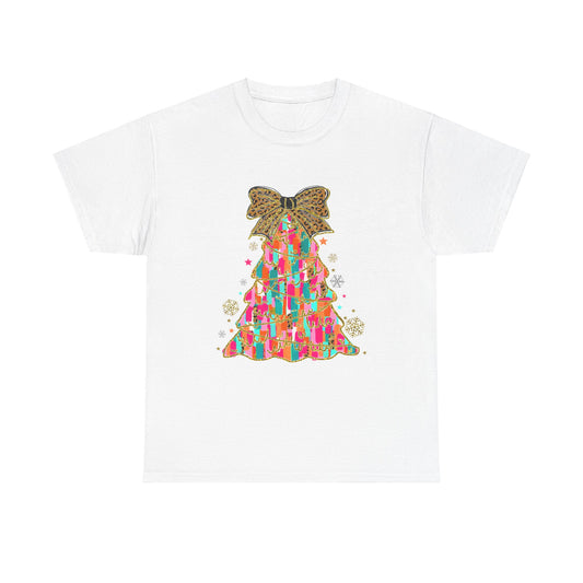 Pastel Christmas Tree Coquette Gildan Unisex Heavy Cotton Tee