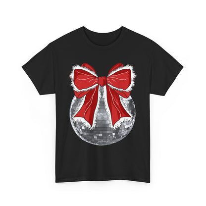 Christmas Disco Bow Gildan Unisex Heavy Cotton Tee