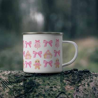 Coquette Pink Gingerbread Enamel Camping Mug