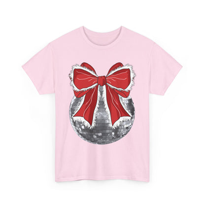 Christmas Disco Bow Gildan Unisex Heavy Cotton Tee