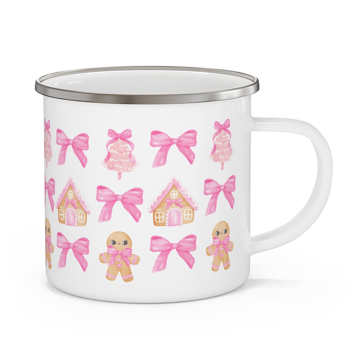 Coquette Pink Gingerbread Enamel Camping Mug