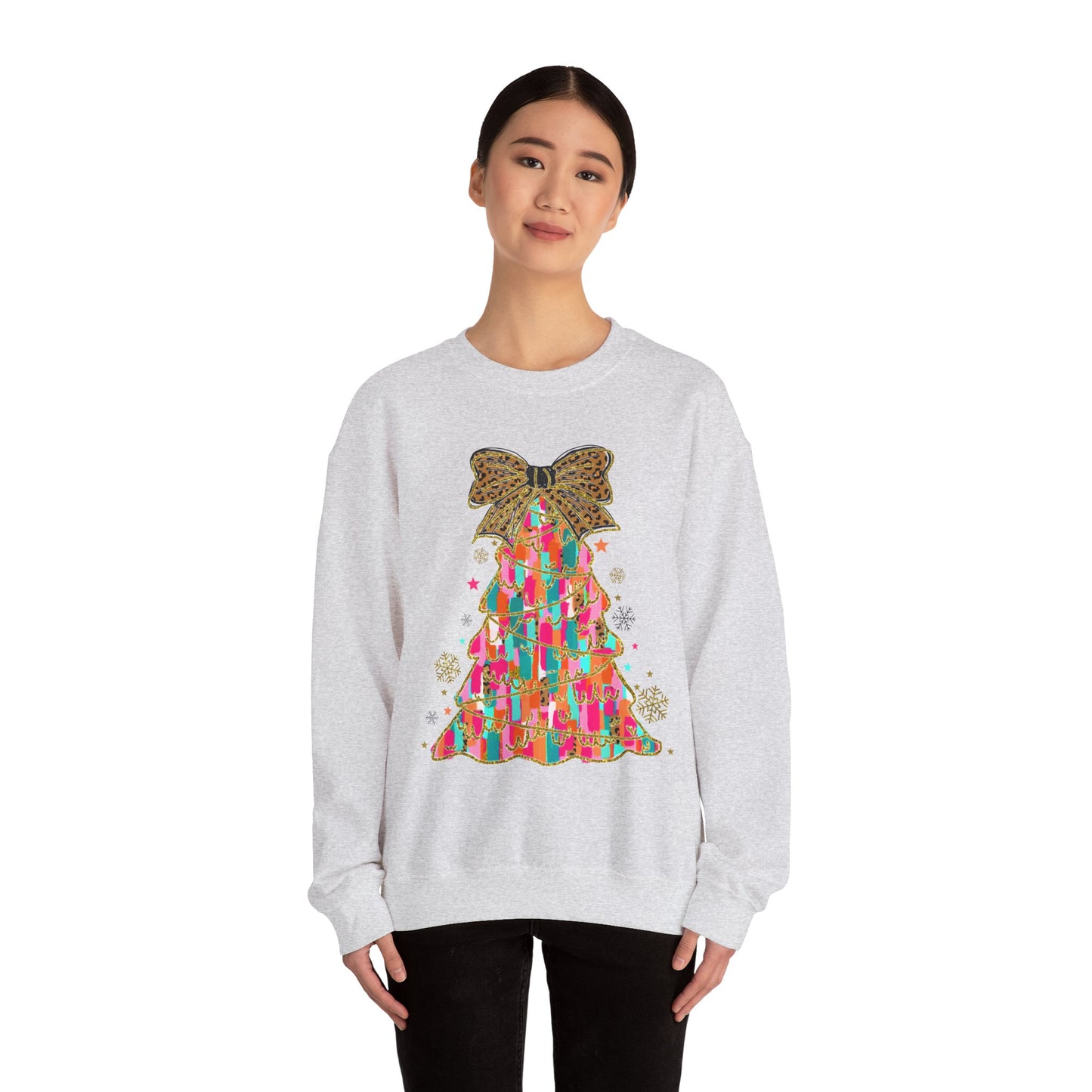 Pastel Coquette Christmas Tree Unisex Heavy Blend™ Crewneck Sweatshirt