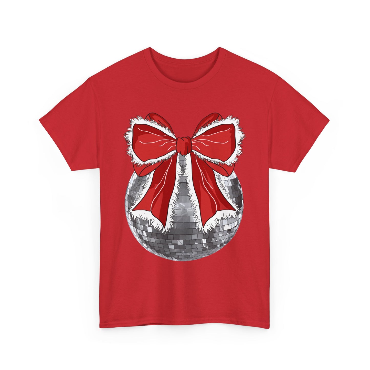 Christmas Disco Bow Gildan Unisex Heavy Cotton Tee