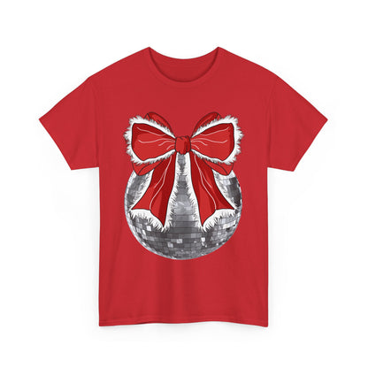 Christmas Disco Bow Gildan Unisex Heavy Cotton Tee