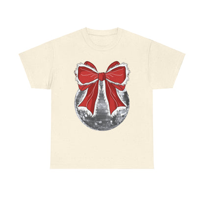 Christmas Disco Bow Gildan Unisex Heavy Cotton Tee