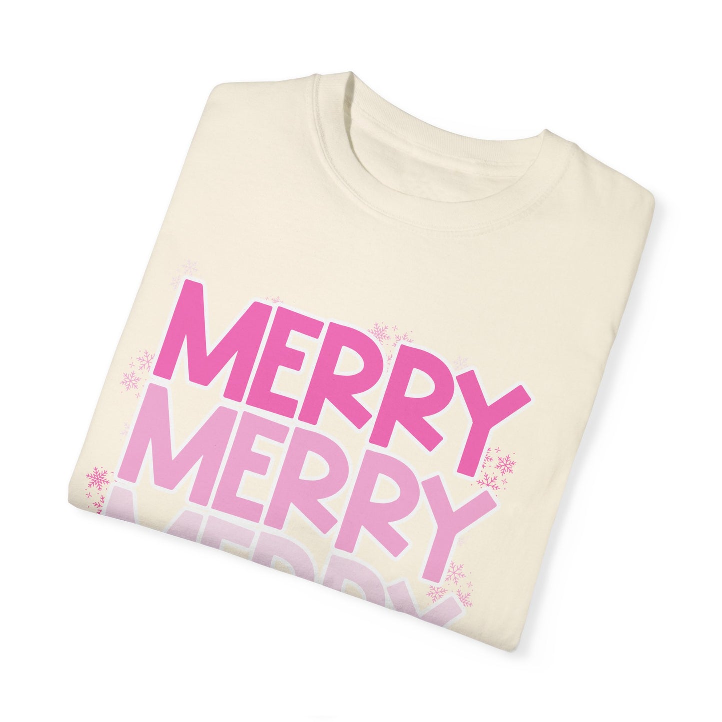 Pink Merry Christmas Comfort Colors Shirt Unisex Garment-Dyed T-shirt