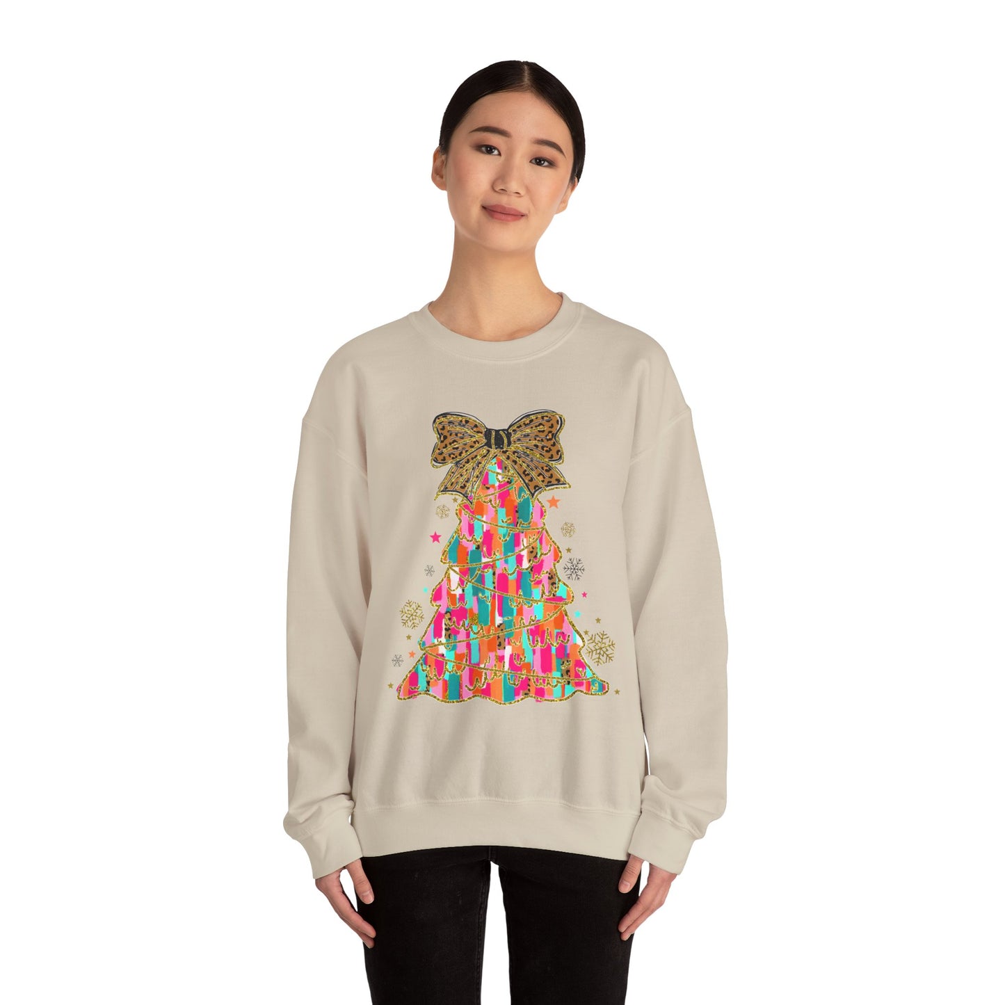 Pastel Coquette Christmas Tree Unisex Heavy Blend™ Crewneck Sweatshirt