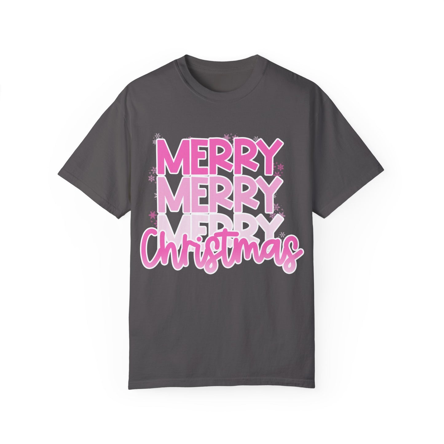 Pink Merry Christmas Comfort Colors Shirt Unisex Garment-Dyed T-shirt