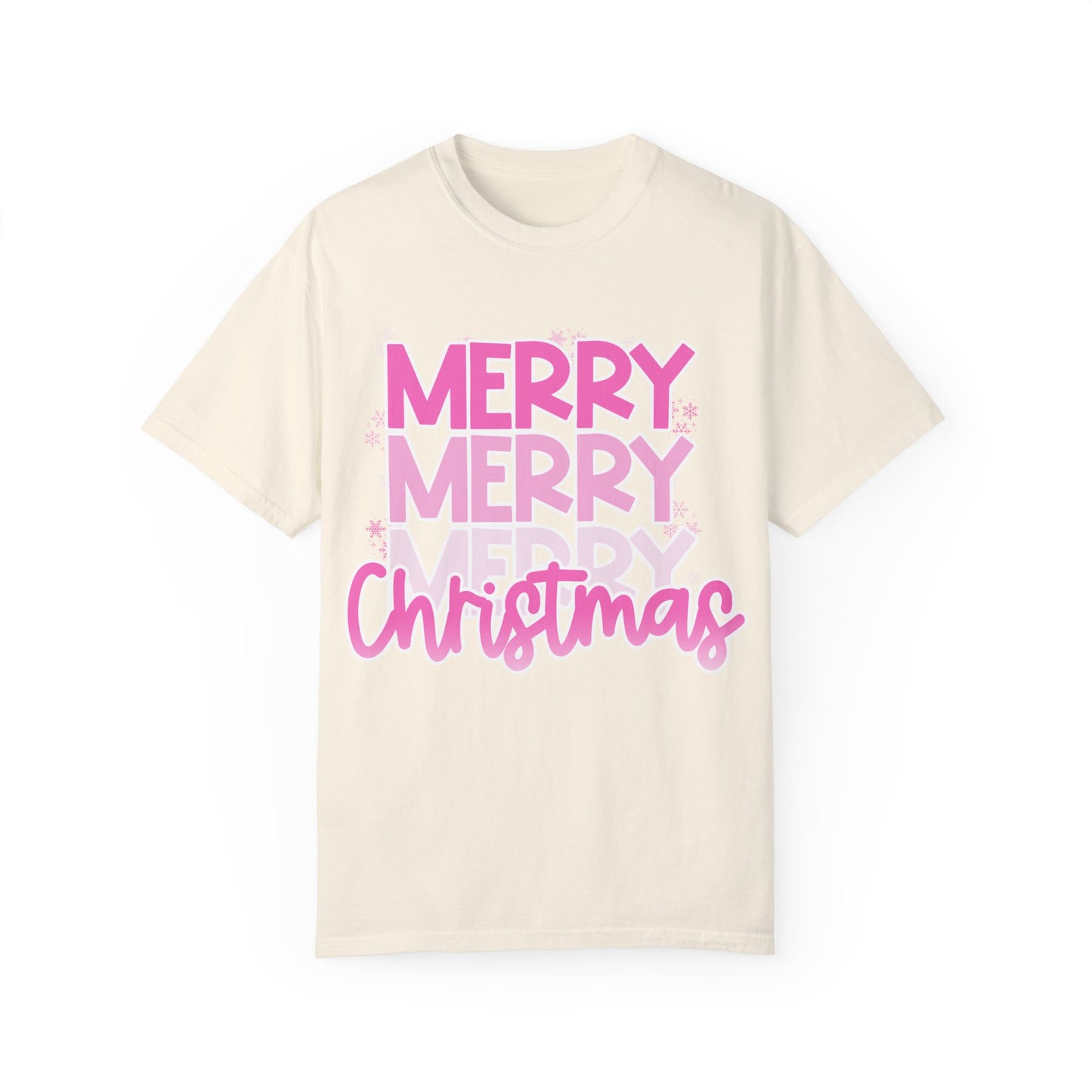 Pink Merry Christmas Comfort Colors Shirt Unisex Garment-Dyed T-shirt