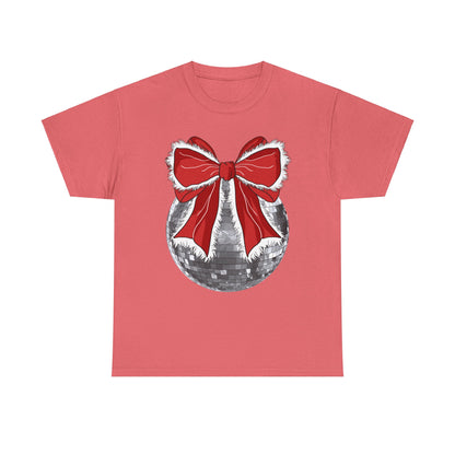 Christmas Disco Bow Gildan Unisex Heavy Cotton Tee