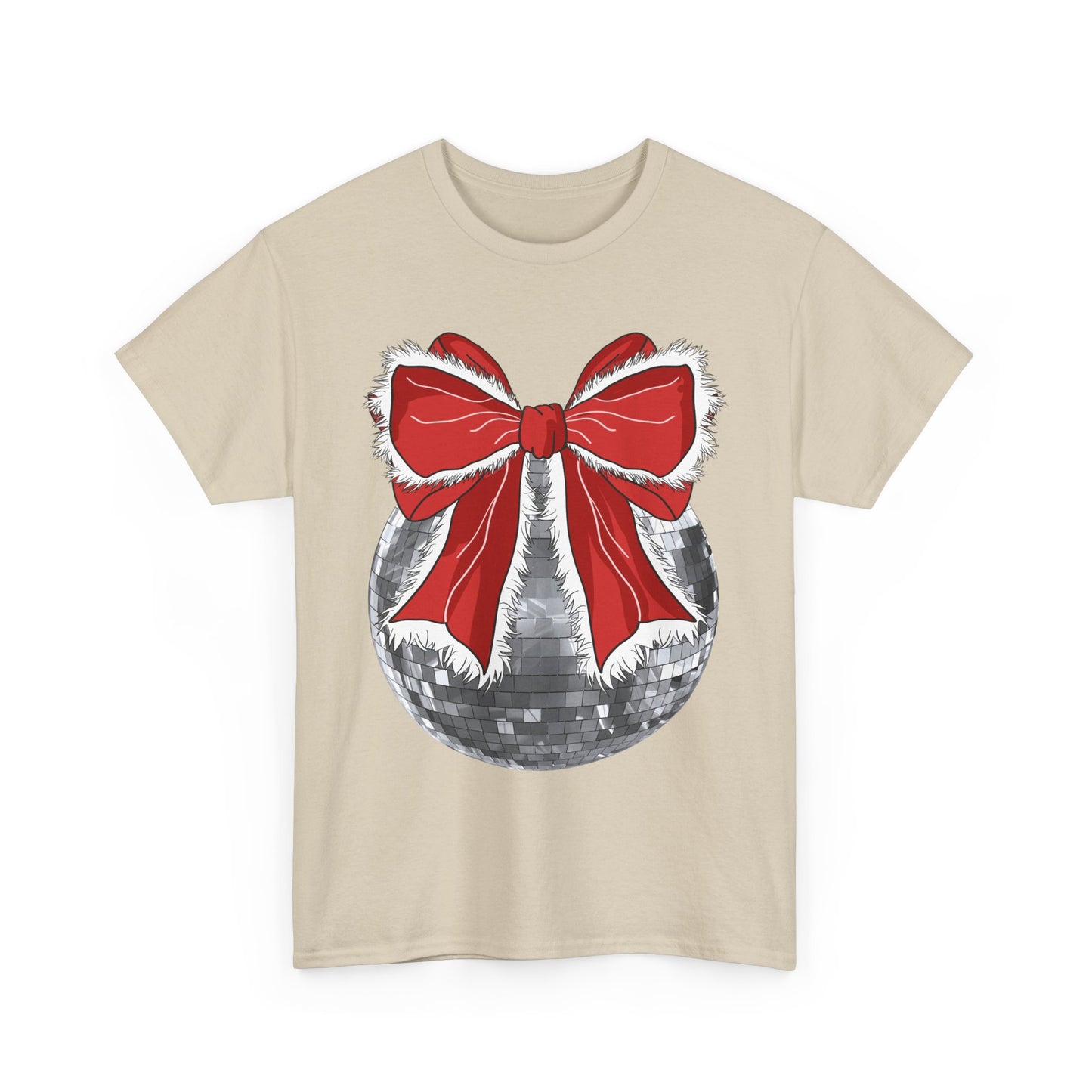 Christmas Disco Bow Gildan Unisex Heavy Cotton Tee