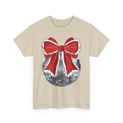 Christmas Disco Bow Gildan Unisex Heavy Cotton Tee