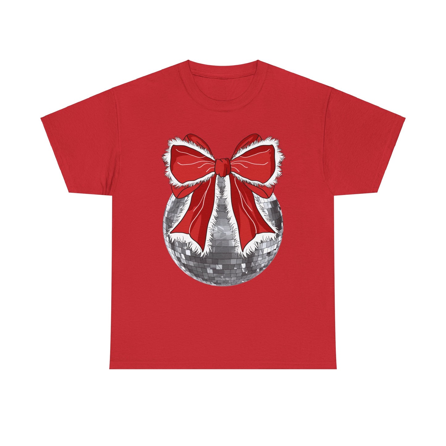 Christmas Disco Bow Gildan Unisex Heavy Cotton Tee