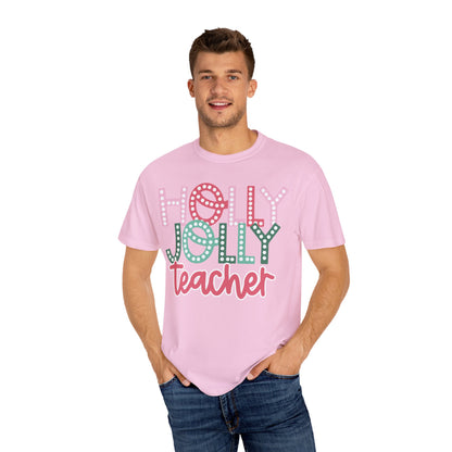 Holly Jolly Teacher Comfort Colors Unisex Garment-Dyed T-shirt