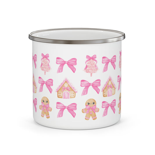 Coquette Pink Gingerbread Enamel Camping Mug