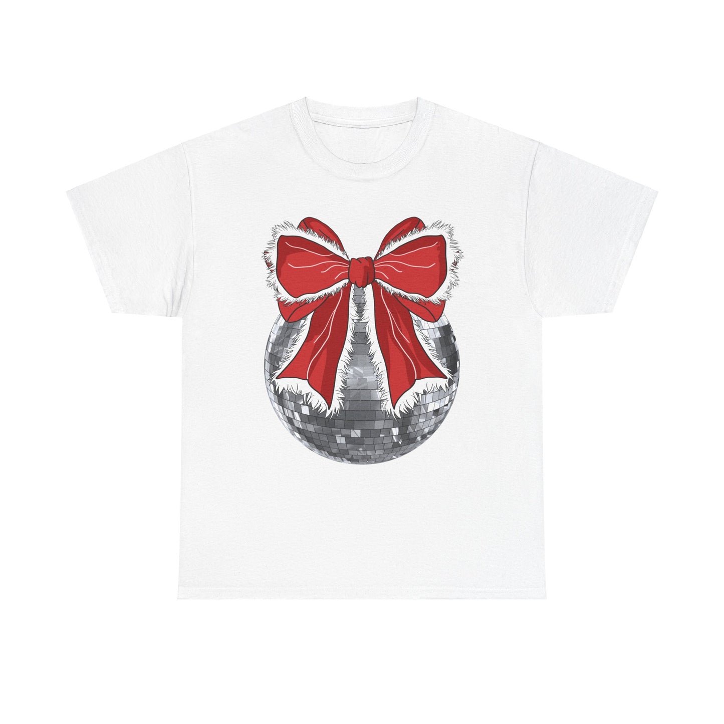 Christmas Disco Bow Gildan Unisex Heavy Cotton Tee