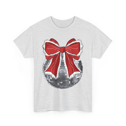 Christmas Disco Bow Gildan Unisex Heavy Cotton Tee