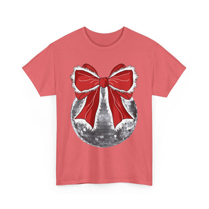 Christmas Disco Bow Gildan Unisex Heavy Cotton Tee