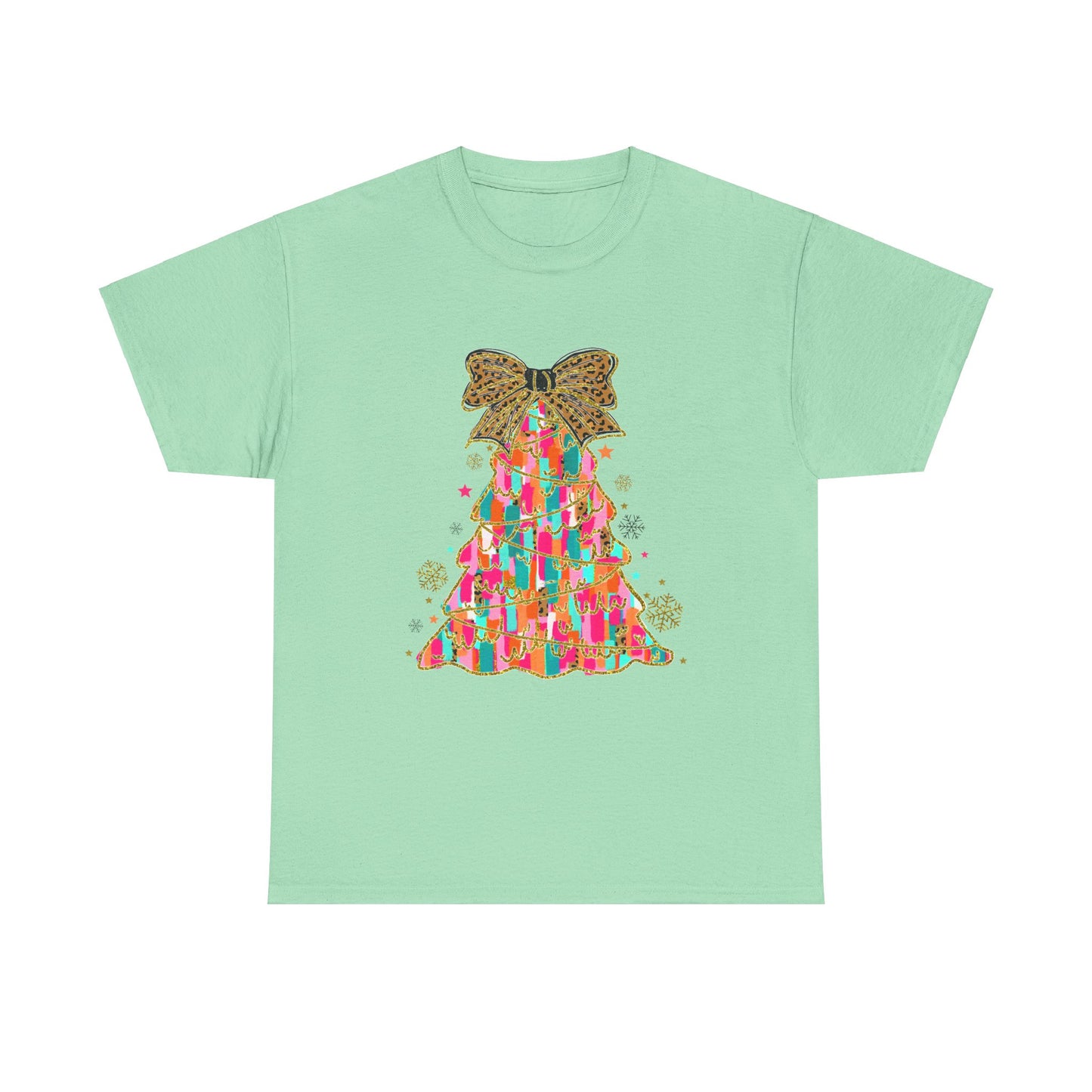 Pastel Christmas Tree Coquette Gildan Unisex Heavy Cotton Tee