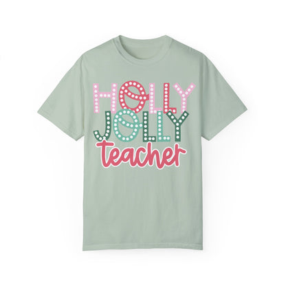 Holly Jolly Teacher Comfort Colors Unisex Garment-Dyed T-shirt