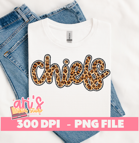 Glitter Animal Print Chiefs  Preppy Digital Download File PNG