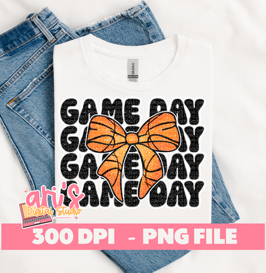 Basketball Game Day Coquette Bow Digital Download File PNG