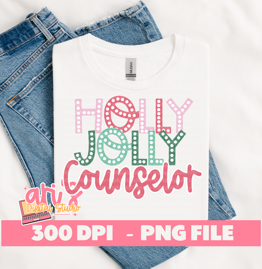 Holly Jolly Counselor Pastel Christmas PNG